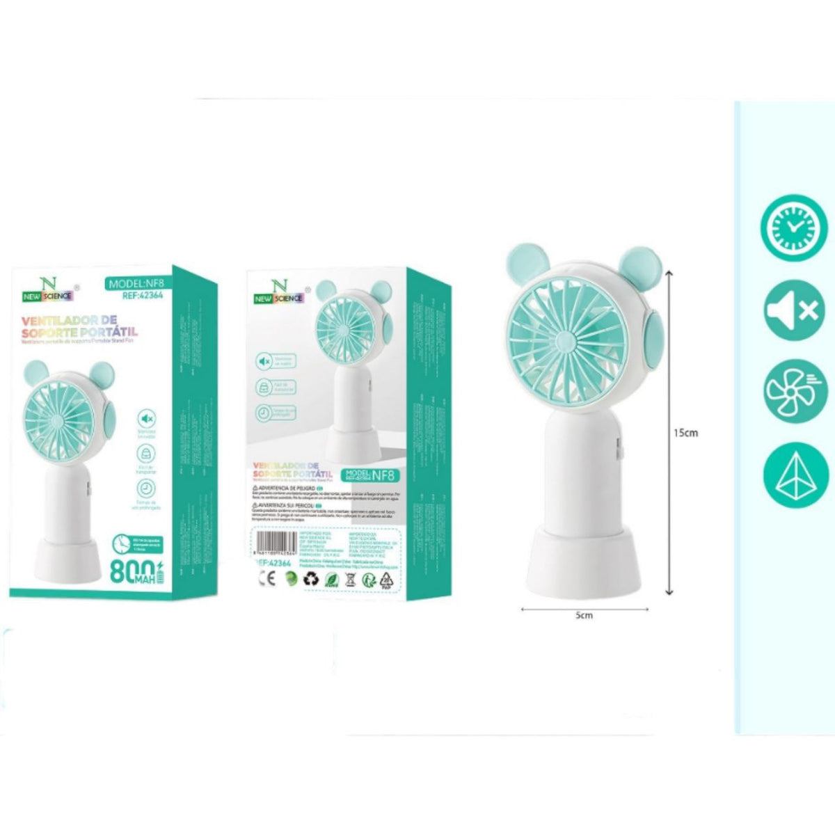 Mini prijenosni ventilator Mačje uši zeleni NF8 - Feniks-shop