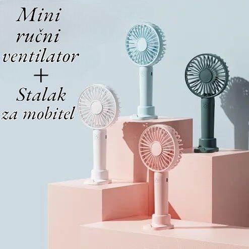 Mini ručni ventilator + stalak za mobitel - Feniks-shop