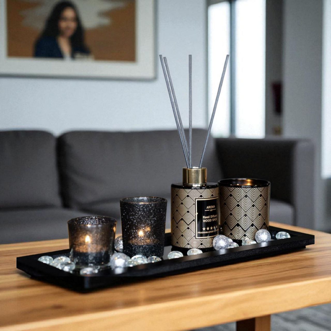 Mirisni set Aroma – Wood Sage (crno-zlatni dizajn)