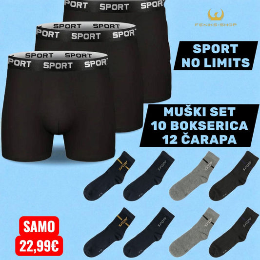 Muški set Sport bokserice + čarape - 10+12