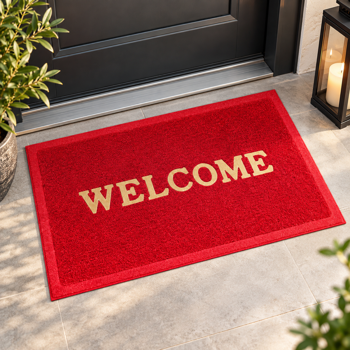 Otirač za ulazna vrata Welcome crveni – 58 × 38 cm