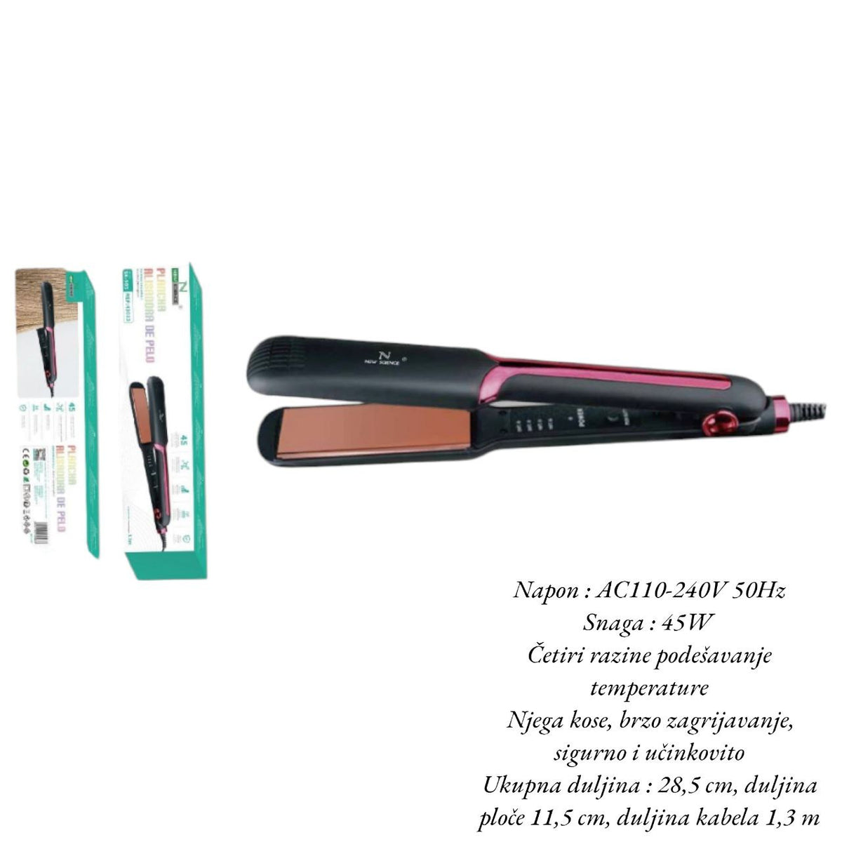 Pegla za kosu s 4 razine podešavanja 45W - Feniks-shop