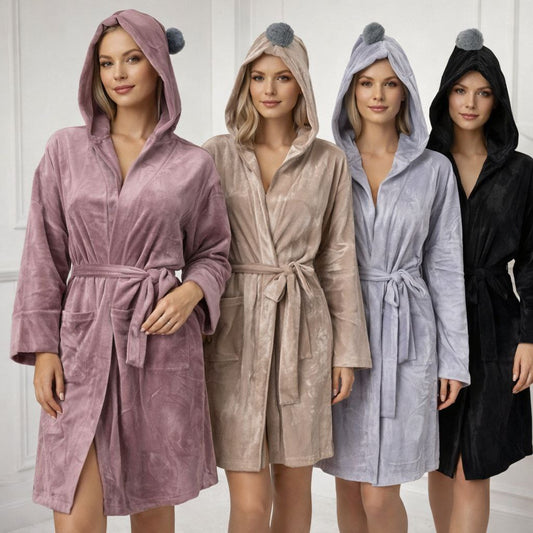 Plišani kupaonski ogrtači s kapuljačom i coflekom