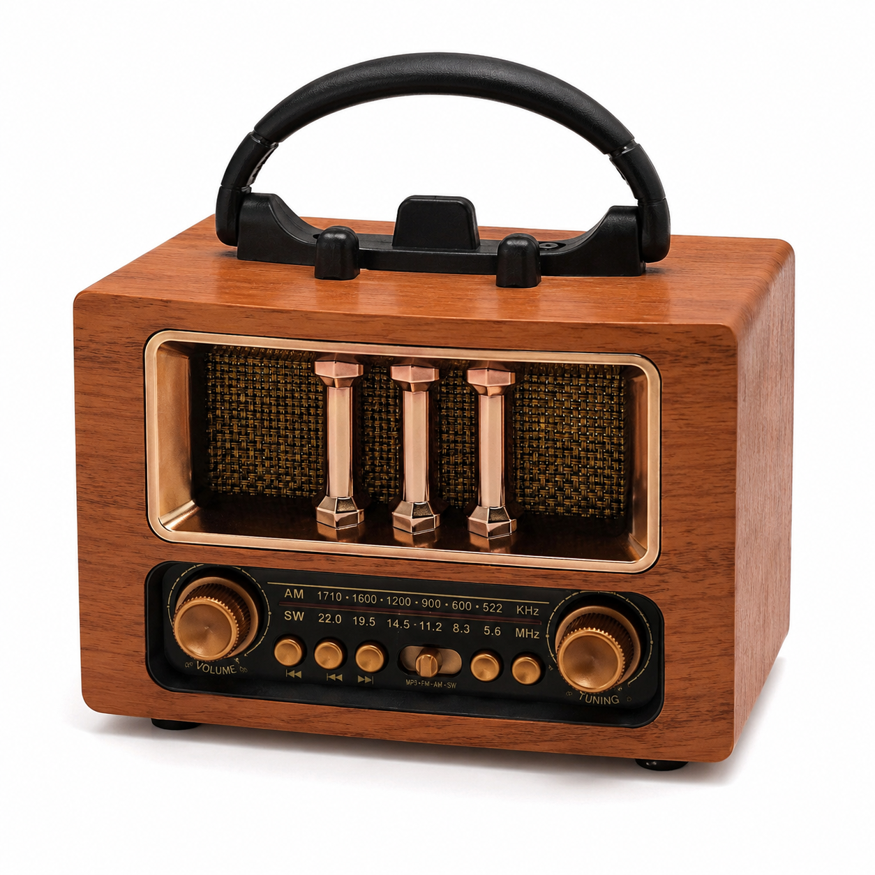 Retro Bluetooth zvučnik s FMAM radiom – USB, TF kartica i prijenosni radio