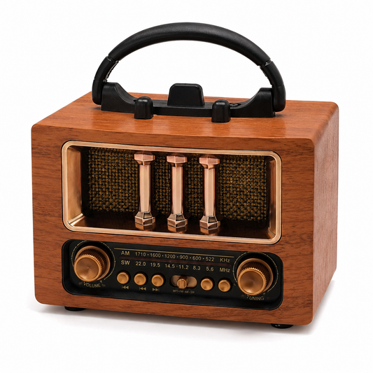 Retro Bluetooth zvučnik s FMAM radiom – USB, TF kartica i prijenosni radio