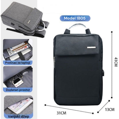 Ruksak sa više pretinaca + usb priključak 1805 - Feniks-shop