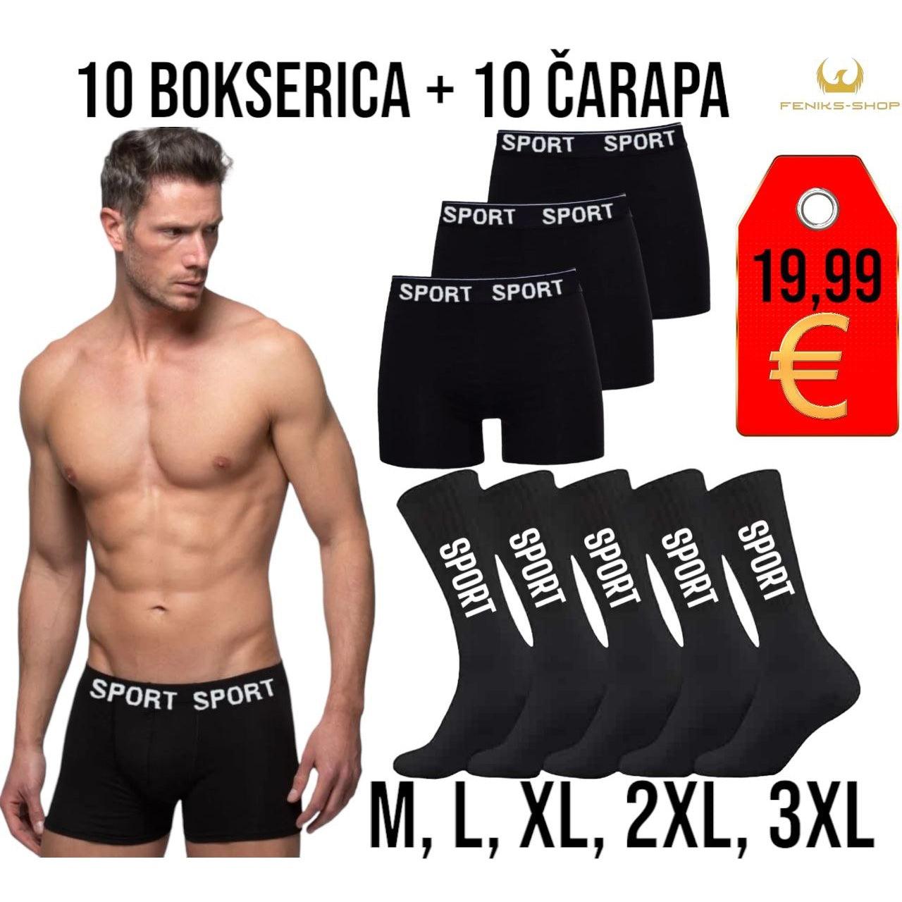 SPORT 10 bokserica + 10 pari čarapa - Feniks-shop