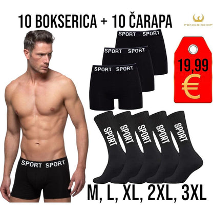 SPORT 10 bokserica + 10 pari čarapa - Feniks-shop