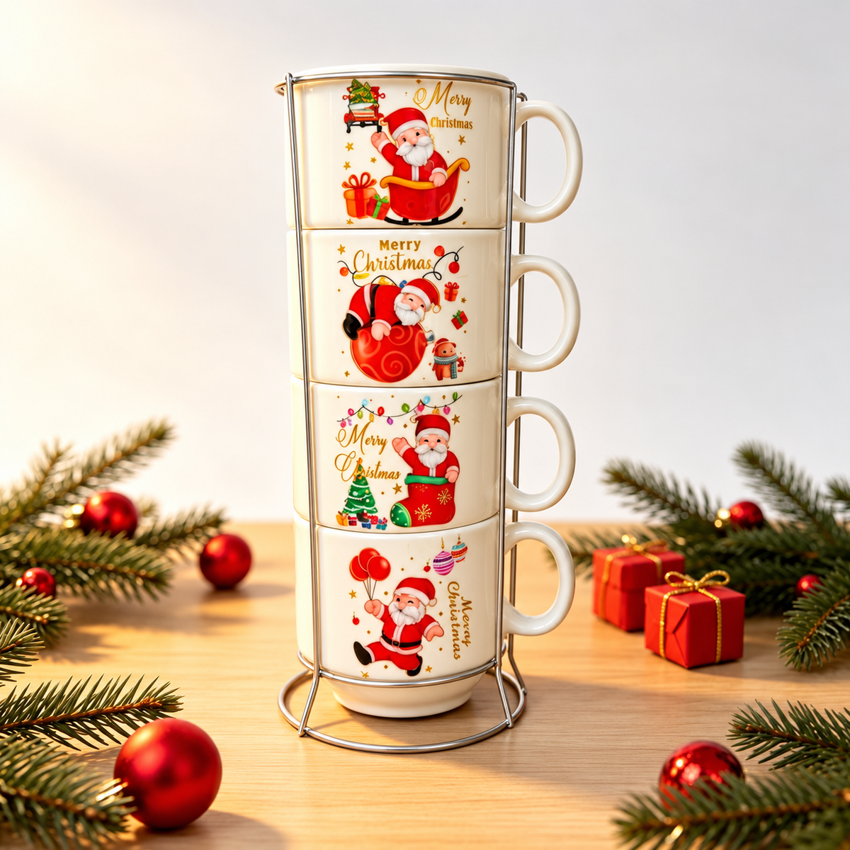 Set 4 božićne šalice sa stalkom 100 ml – XMAS4
