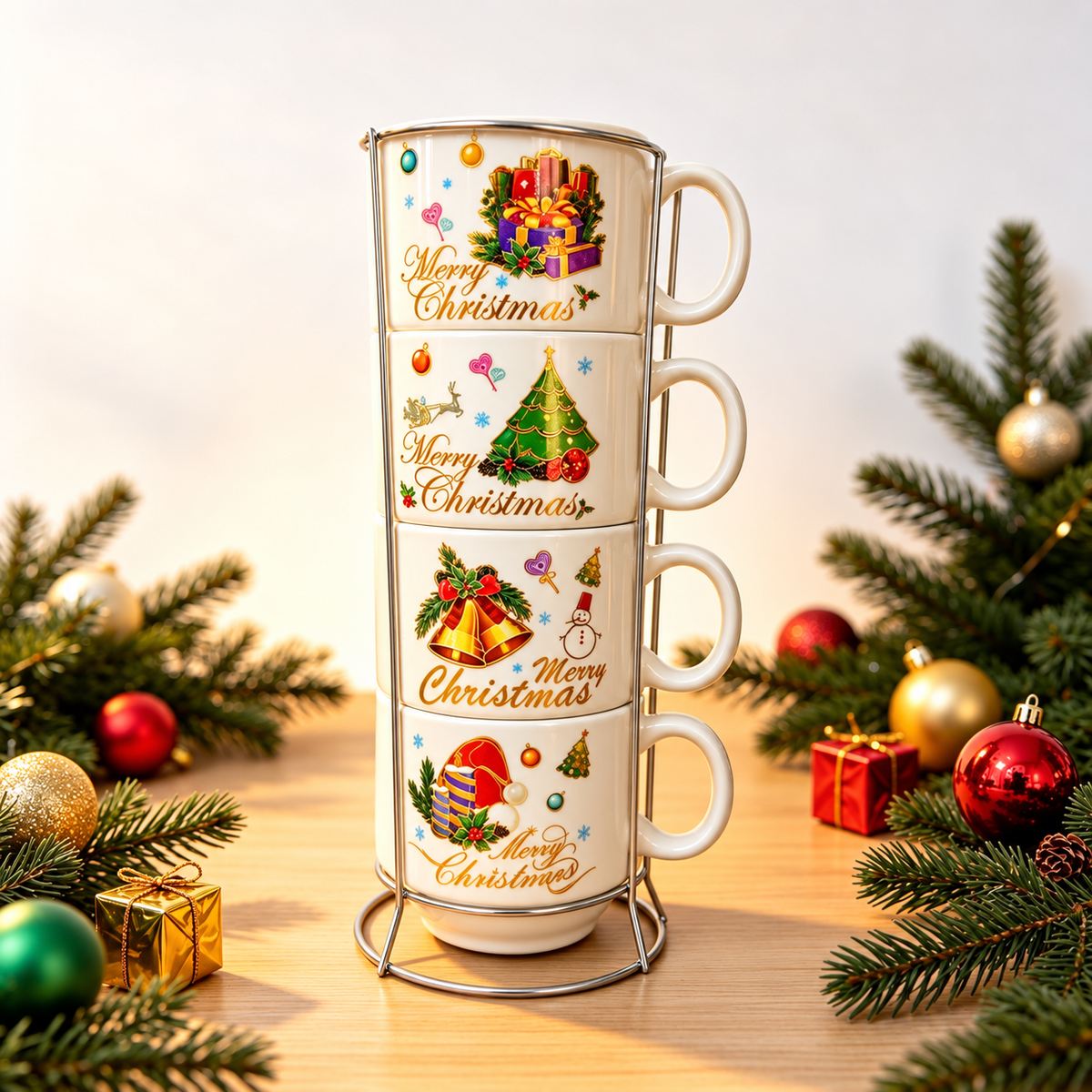 Set 4 božićne šalice sa stalkom 100 ml – XMAS5