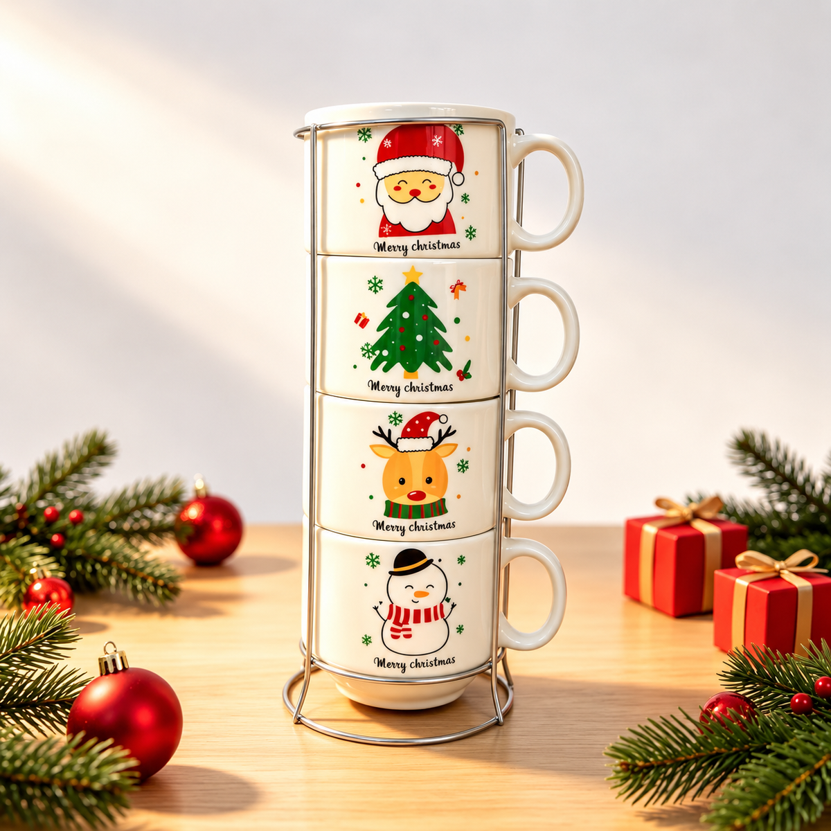 Set 4 božićne šalice sa stalkom 100 ml – XMAS6