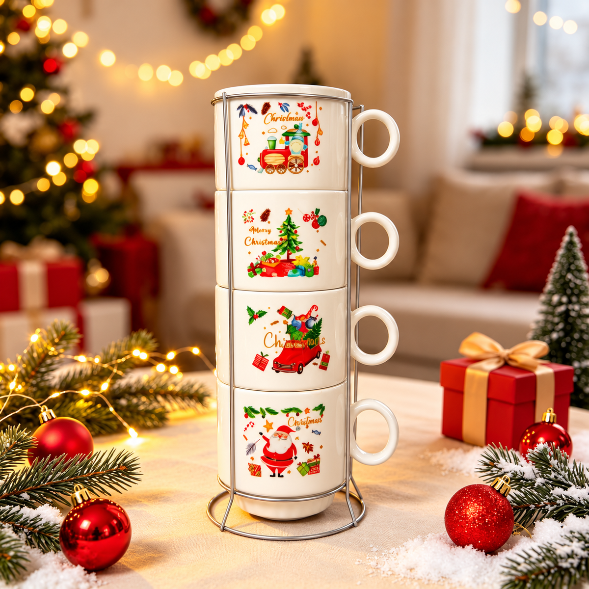 Set 4 božićne šalice sa stalkom 100 ml – XMAS8