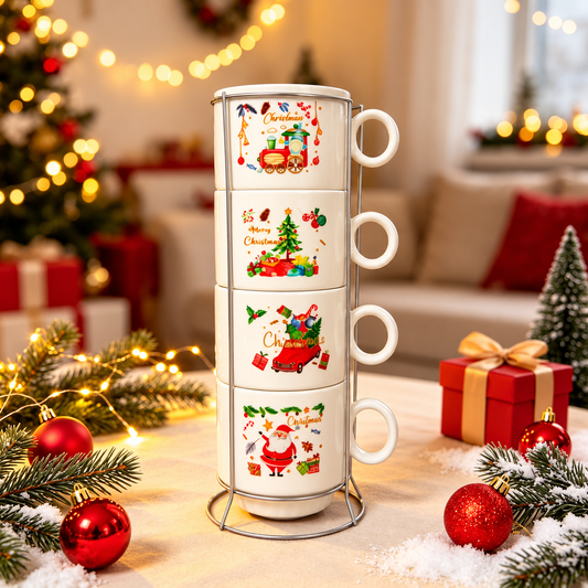 Set 4 božićne šalice sa stalkom 100 ml – XMAS8