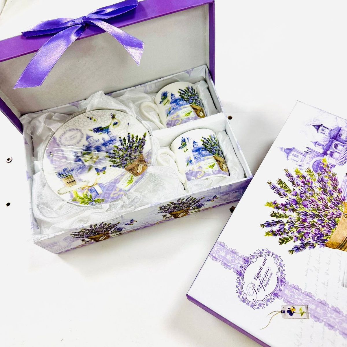 Set od 2 šalice + tanjurići - Lavanda 200ml – slika 2
