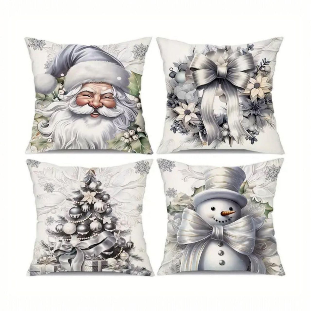 Set od 4 božićne jastučnice - Bijele 45x45cm