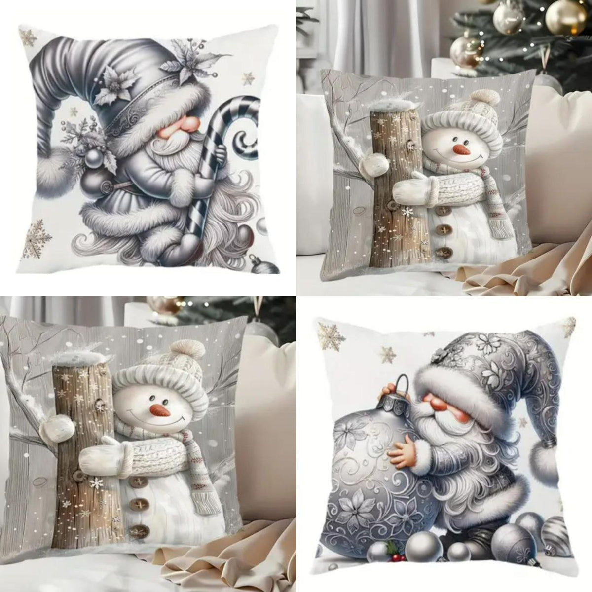 Set od 4 božićne jastučnice - Sive 45x45cm