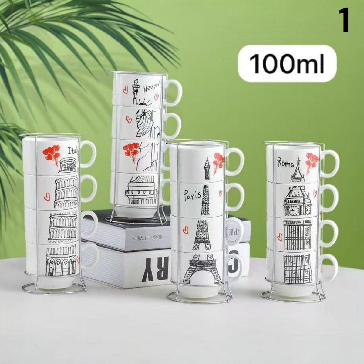 Set od 4 keramičke šalice 100ml (16 raznih modela)