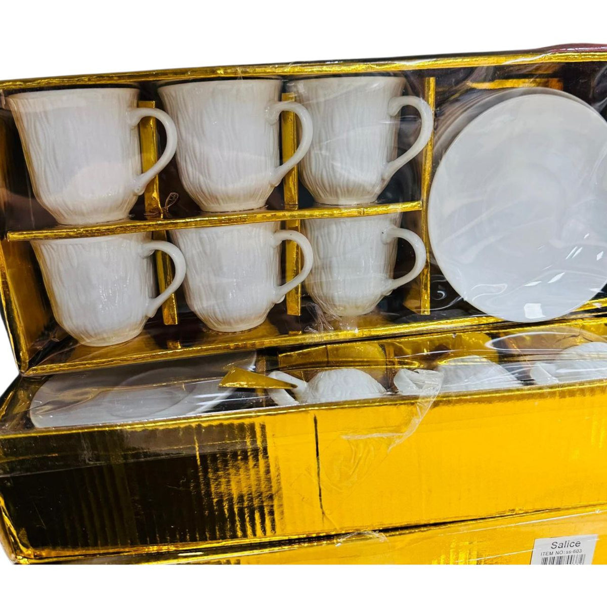 Set od 6 šalica + tanjurići - bijele model 2 – slika 2