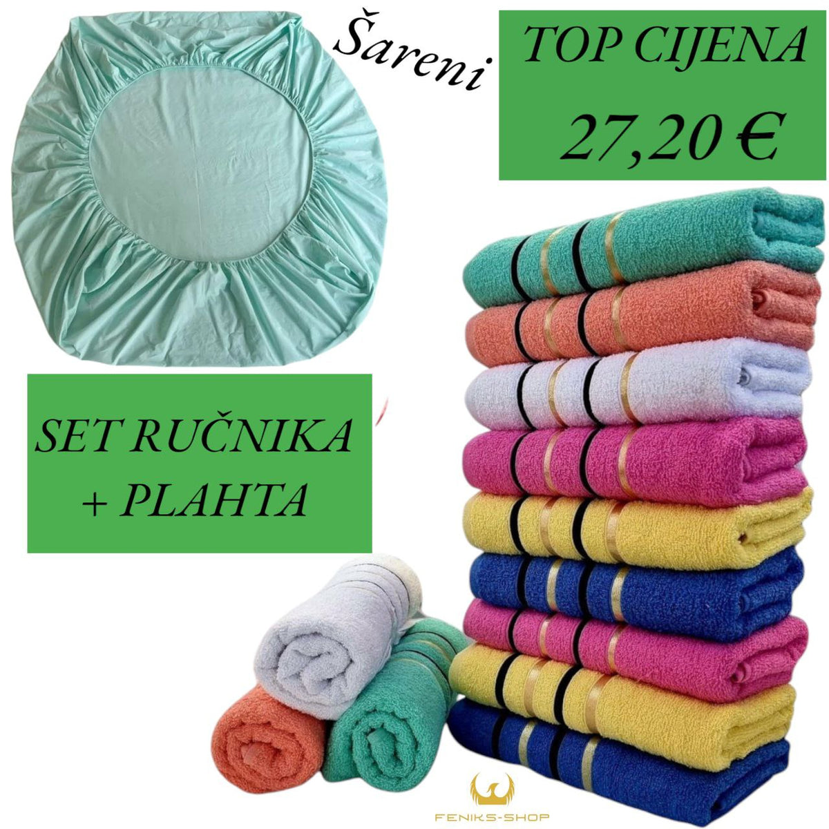 Set ručnika + plahta s gumicom Veliki - Mali - Feniks-shop