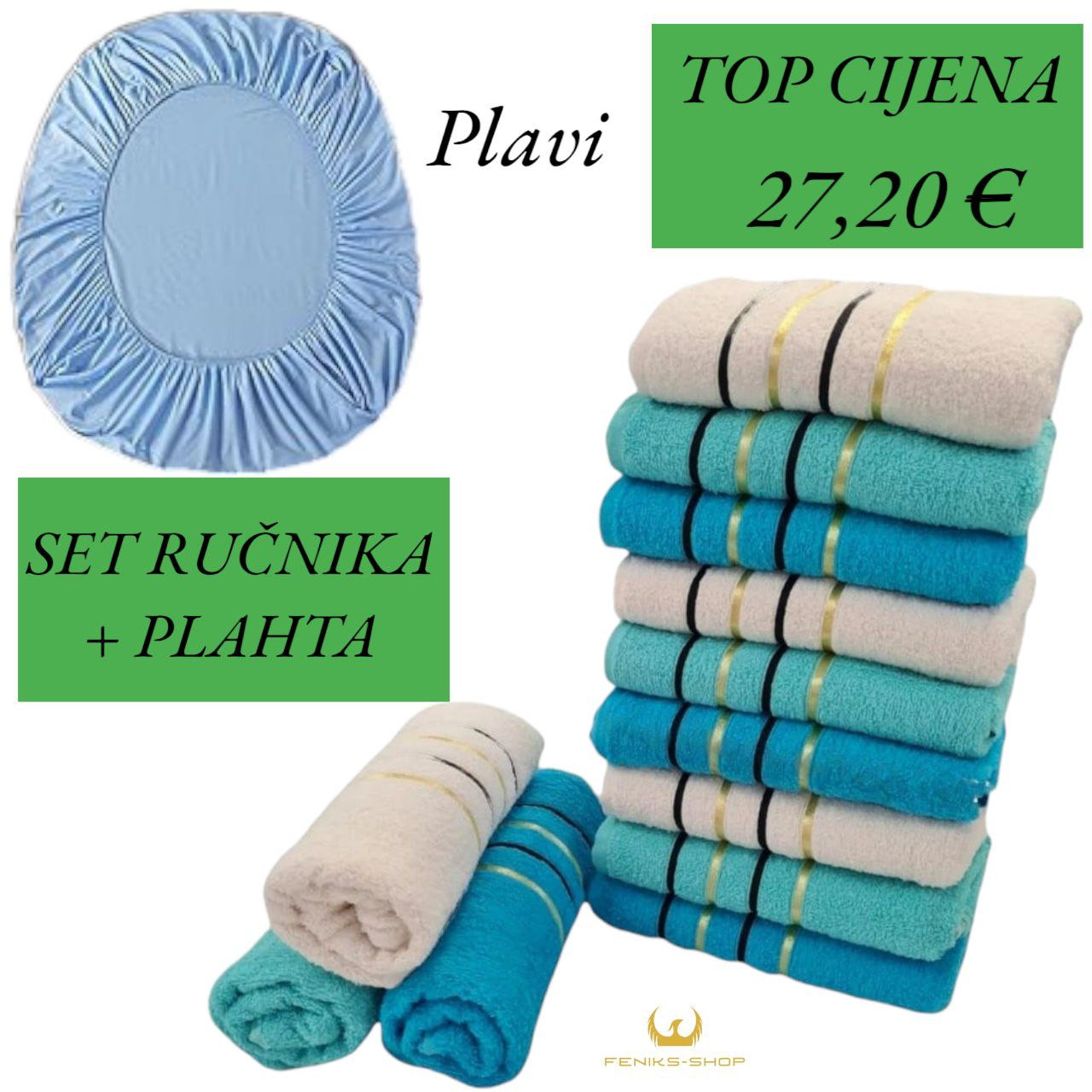 Set ručnika + plahta s gumicom Veliki - Mali - Feniks-shop