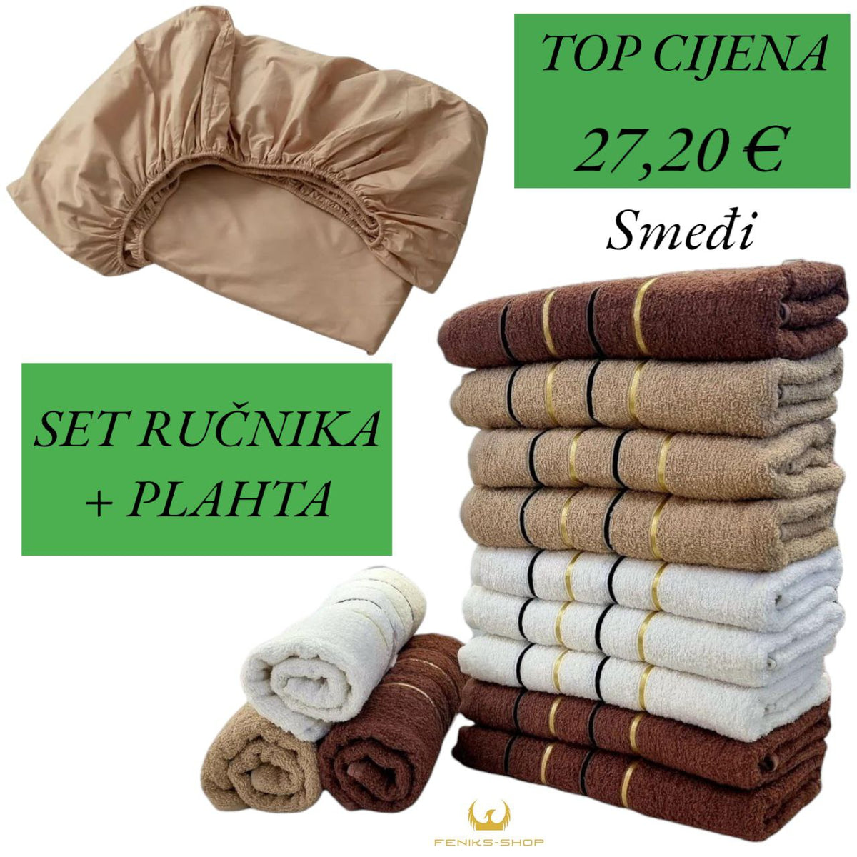 Set ručnika + plahta s gumicom Veliki - Mali - Feniks-shop