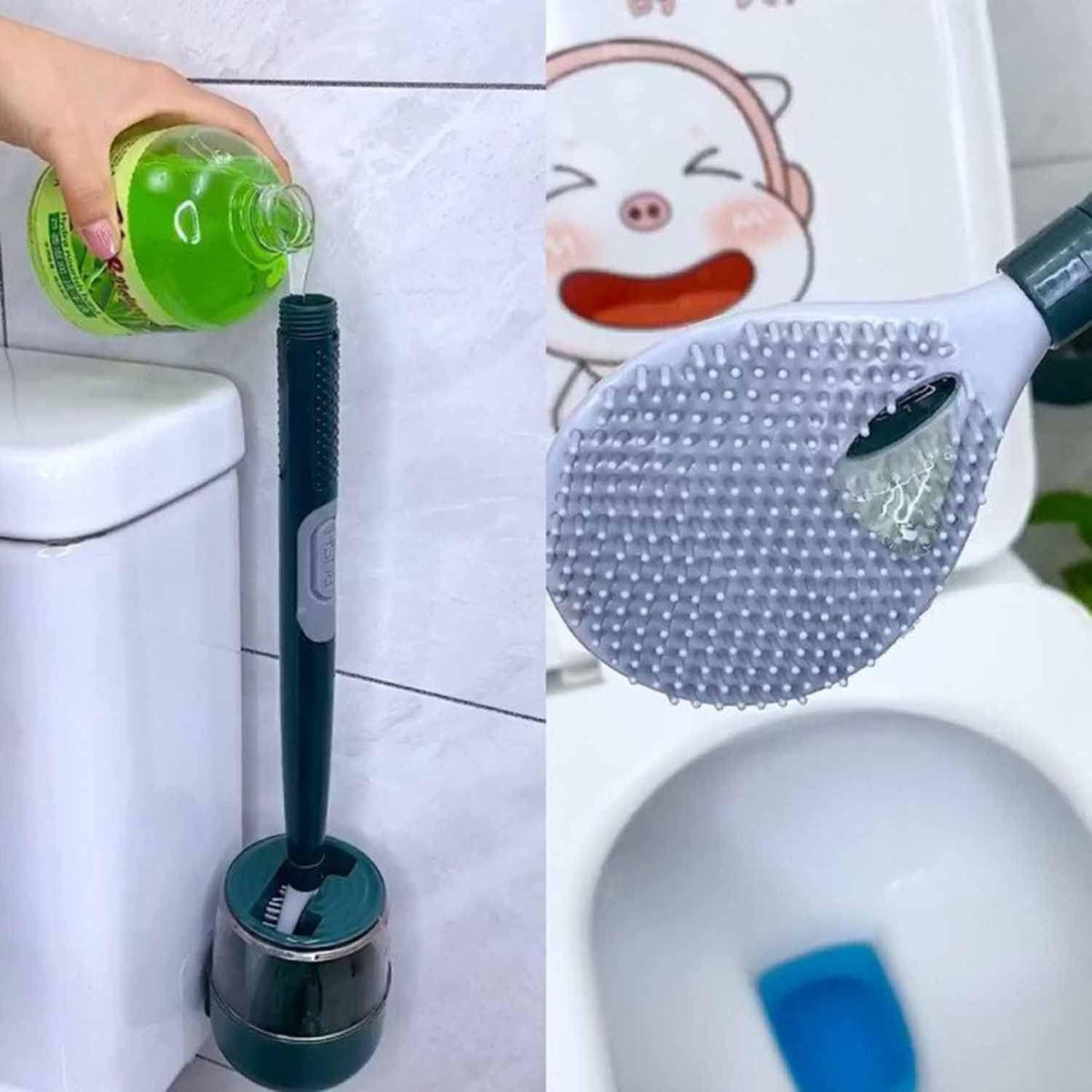 Silikonska četka za WC sa spremnikom za tekućinu - Feniks-shop