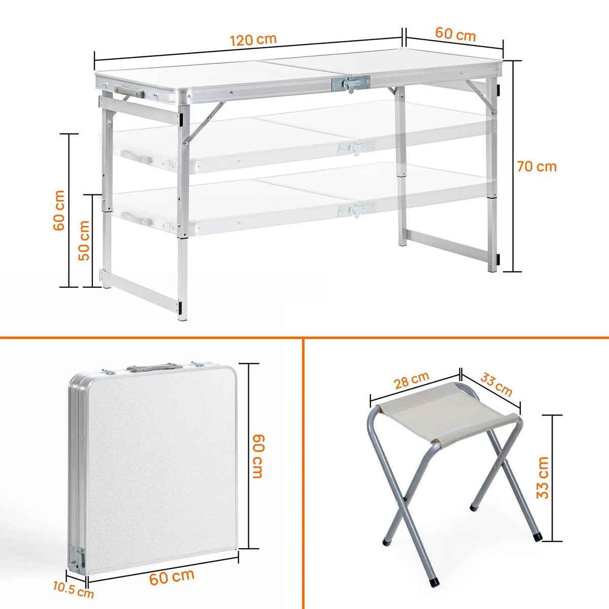 Sklopivi stol sa 4 stolice Bijeli - Feniks-shop