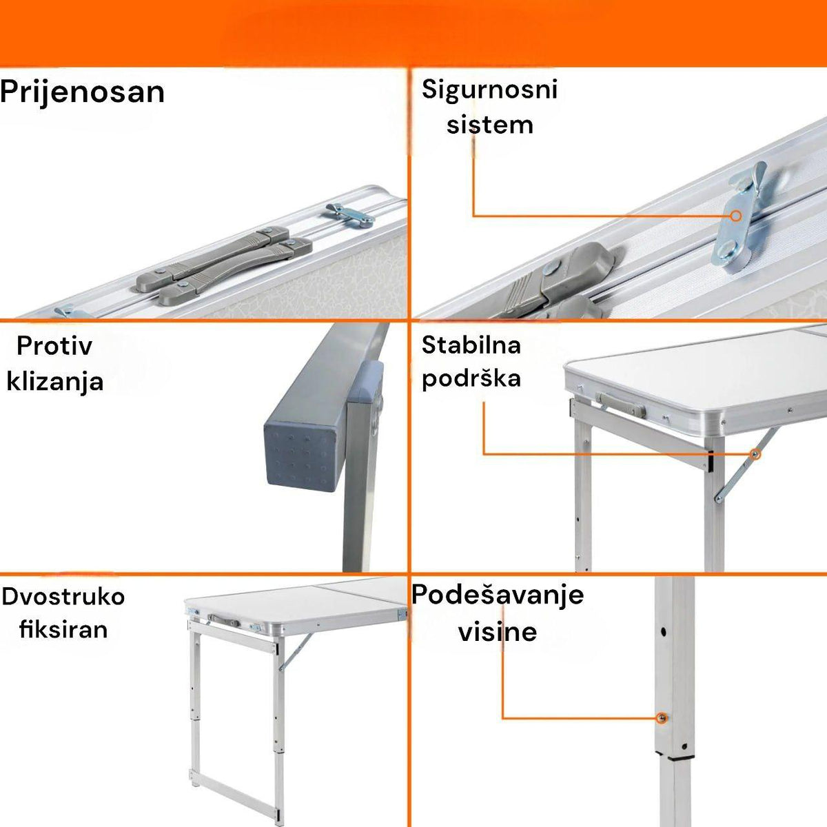 Sklopivi stol sa 4 stolice Bijeli - Feniks-shop
