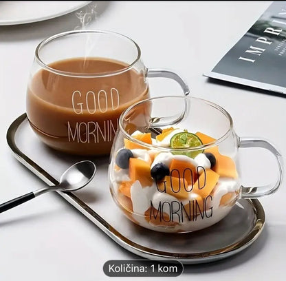Cozy set #7 - Posteljina srca + Jastuk suncokret + Čaša Good morning 350ml