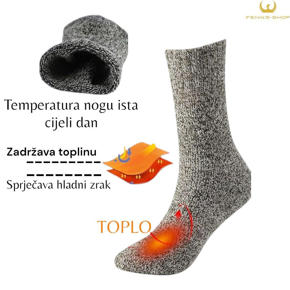 Vunene termo čarape - Merino - Feniks-shop