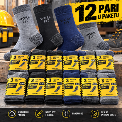 Work Fit muške radne čarape – 12 pari