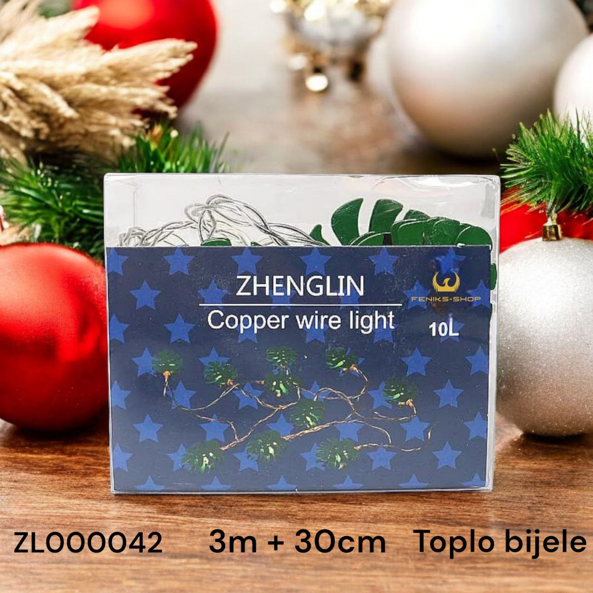 Led lampice lišće toplo bijele 30 kom na baterije od bakrene žice 3M + 30CM - Feniks-shop