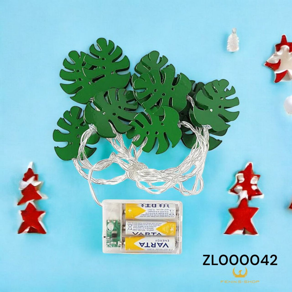 Led lampice lišće toplo bijele 30 kom na baterije od bakrene žice 3M + 30CM - Feniks-shop