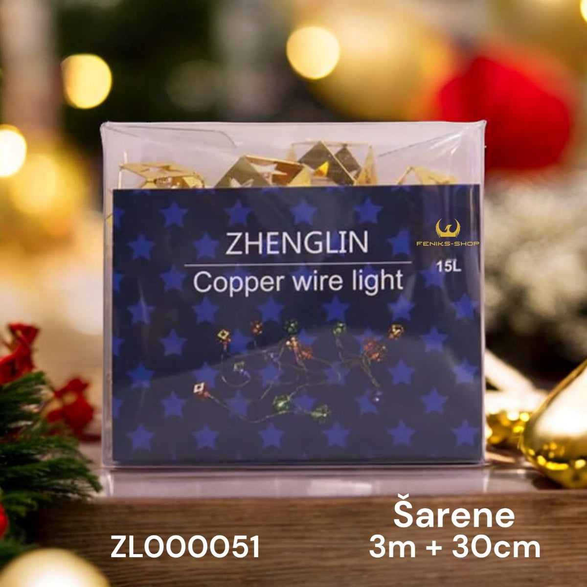 Božićne lampice metalne zvjezdice 2 boje 3M + 30CM na baterije - Feniks-shop