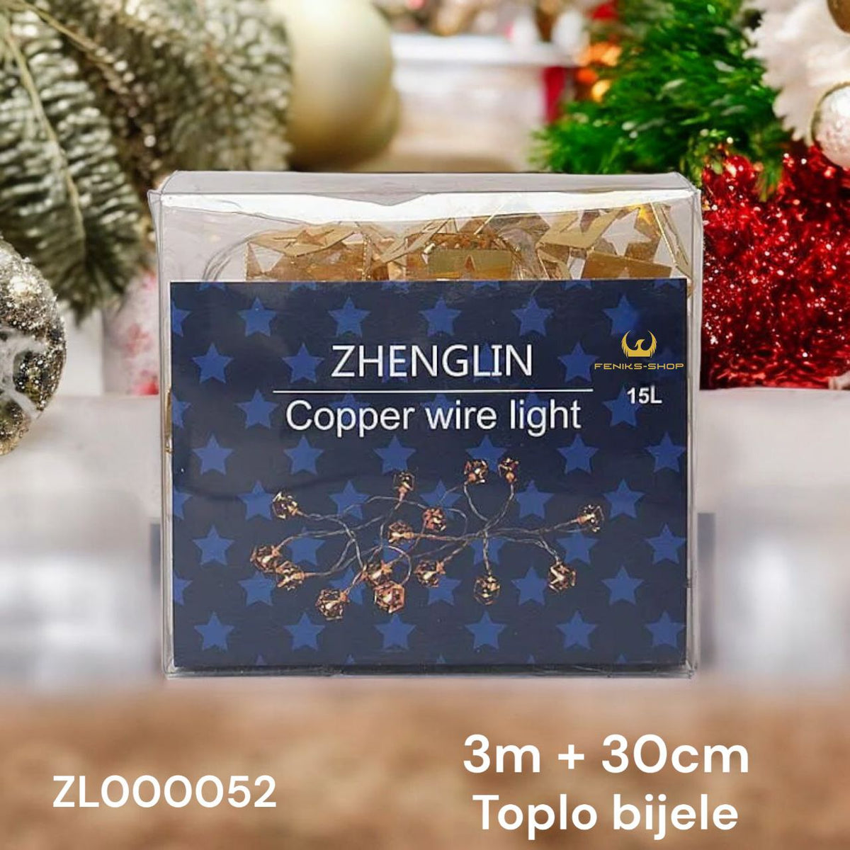 Božićne lampice metalne zvjezdice 2 boje 3M + 30CM na baterije - Feniks-shop
