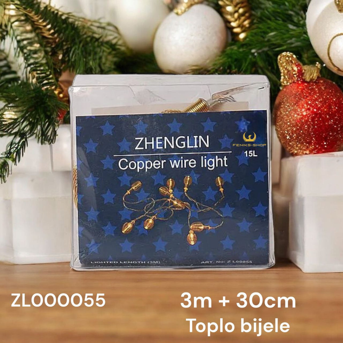 Božićne zlatne metalni lampioni lampice 15 kom 3M + 30CM toplo bijele na baterije - Feniks-shop