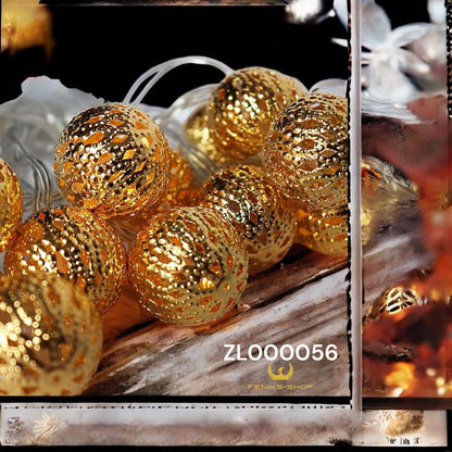 Božićne zlatne metalne kuglice lampice 15 kom 3M + 30CM toplo bijele na baterije - Feniks-shop