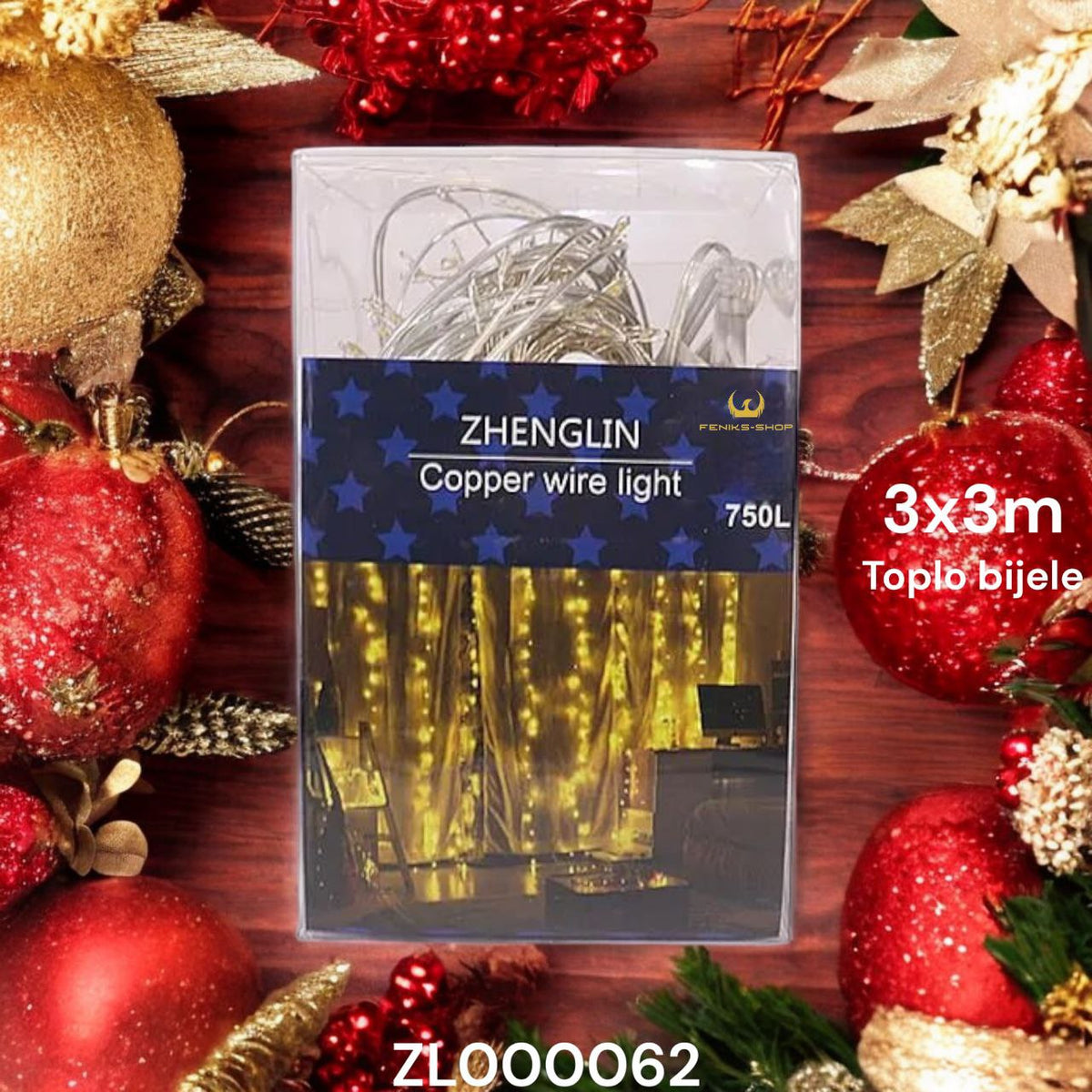 Božićne zavjese lampice 750 kom toplo bijele 3x3M na struju + daljinski - Feniks-shop