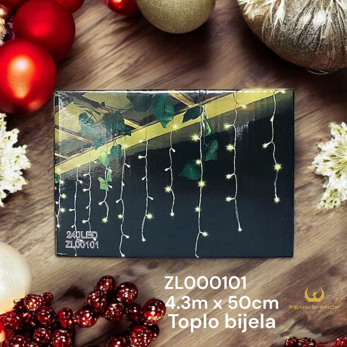 Lampice zavjese 240kom toplo bijele 4.3mx50cm na struju - Feniks-shop