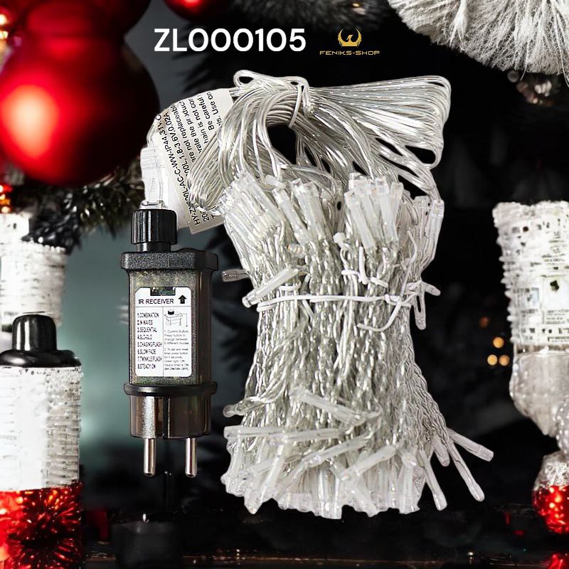 Lampice zavjese 300kom toplo bijele 2x2m na struju + daljinski - Feniks-shop