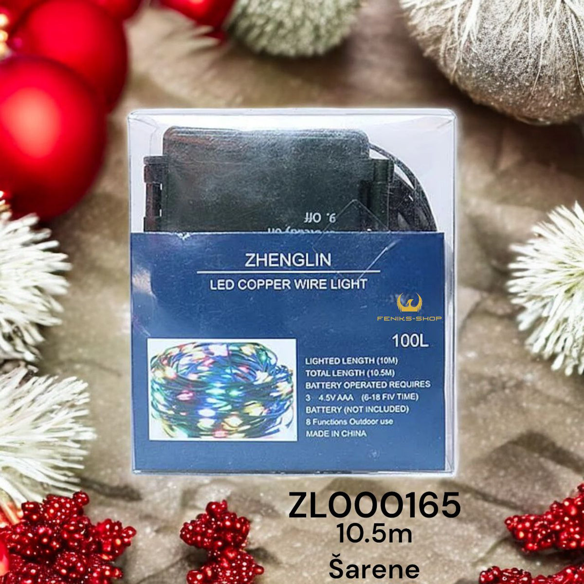 Božićne lampice za bor 10.5M ( 3 ) boje na baterije - Feniks-shop