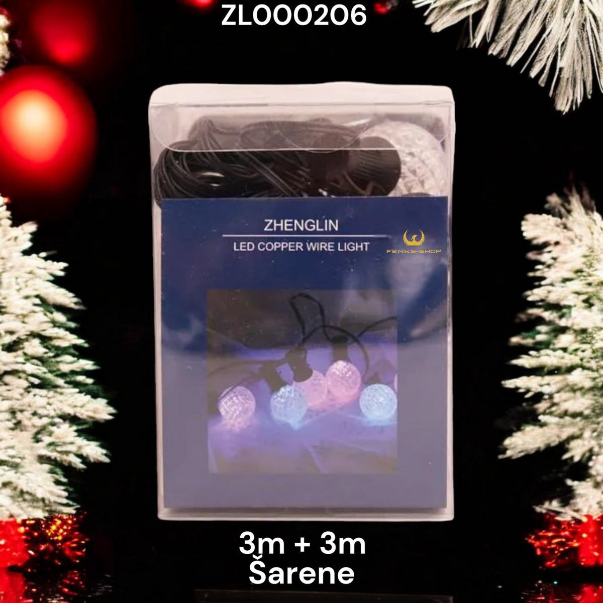 Božićne lampice kuglice šarene 3+3M na usb - Feniks-shop