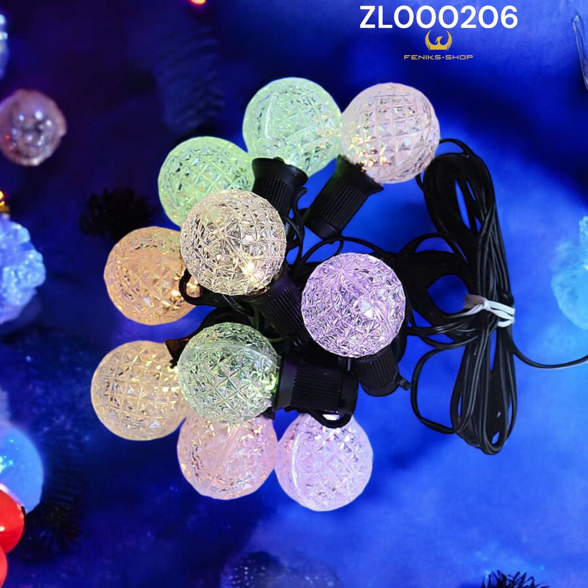 Božićne lampice kuglice šarene 3+3M na usb - Feniks-shop