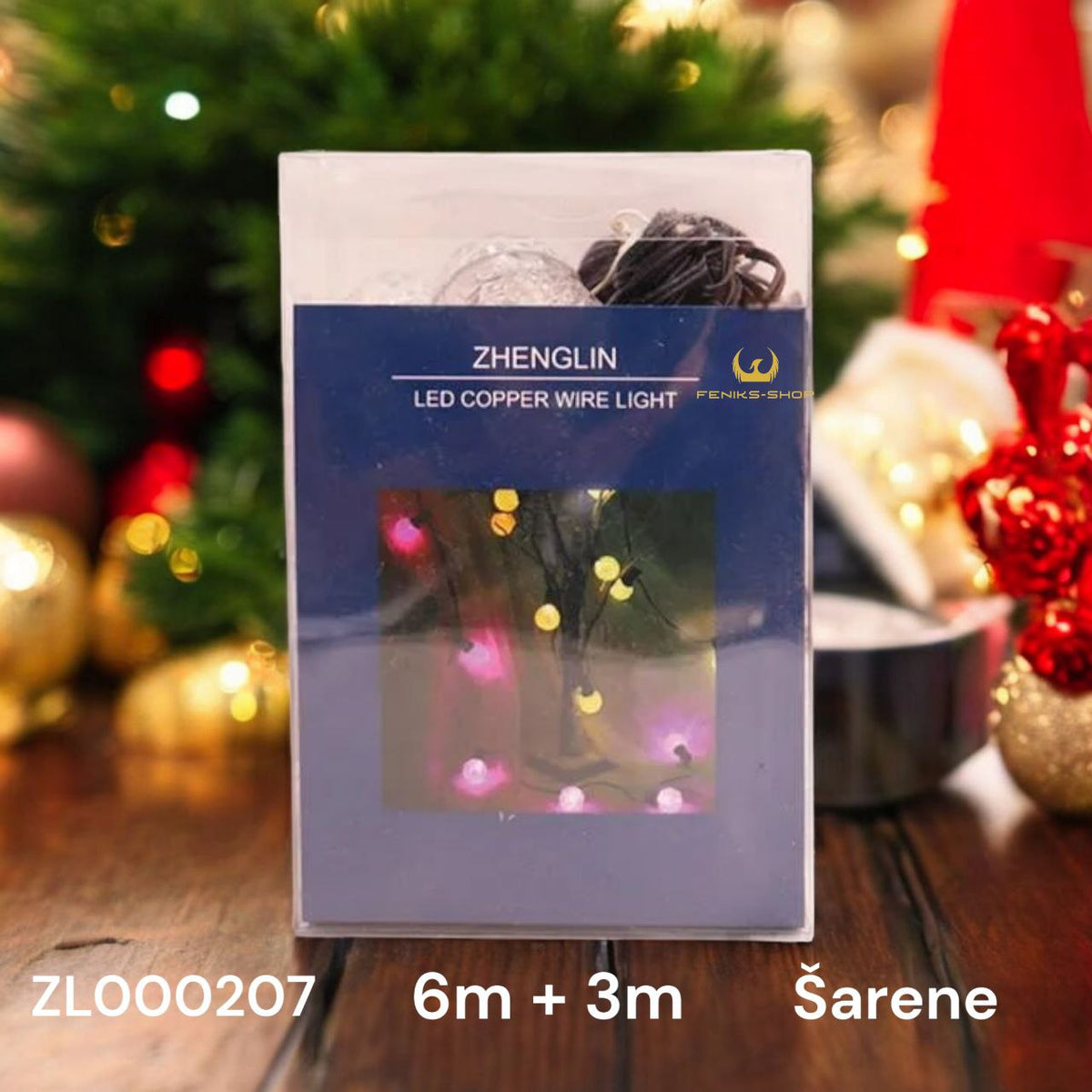 Božićne lampice kuglice šarene 6+3M na usb - Feniks-shop