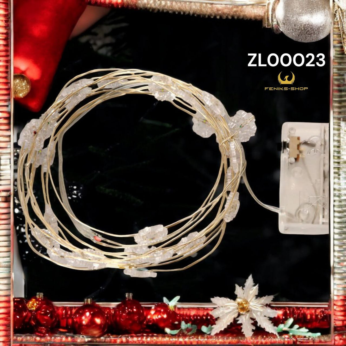Led lampice pahuljice hladno bijele 30 kom na baterije od bakrene žice 3M + 30CM - Feniks-shop