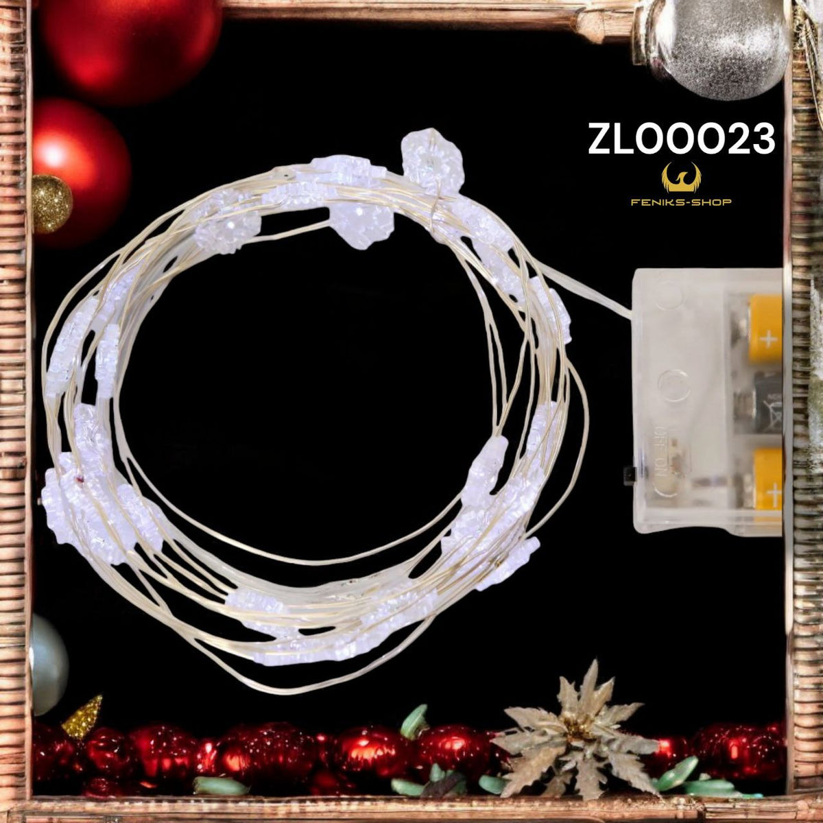 Led lampice pahuljice hladno bijele 30 kom na baterije od bakrene žice 3M + 30CM - Feniks-shop