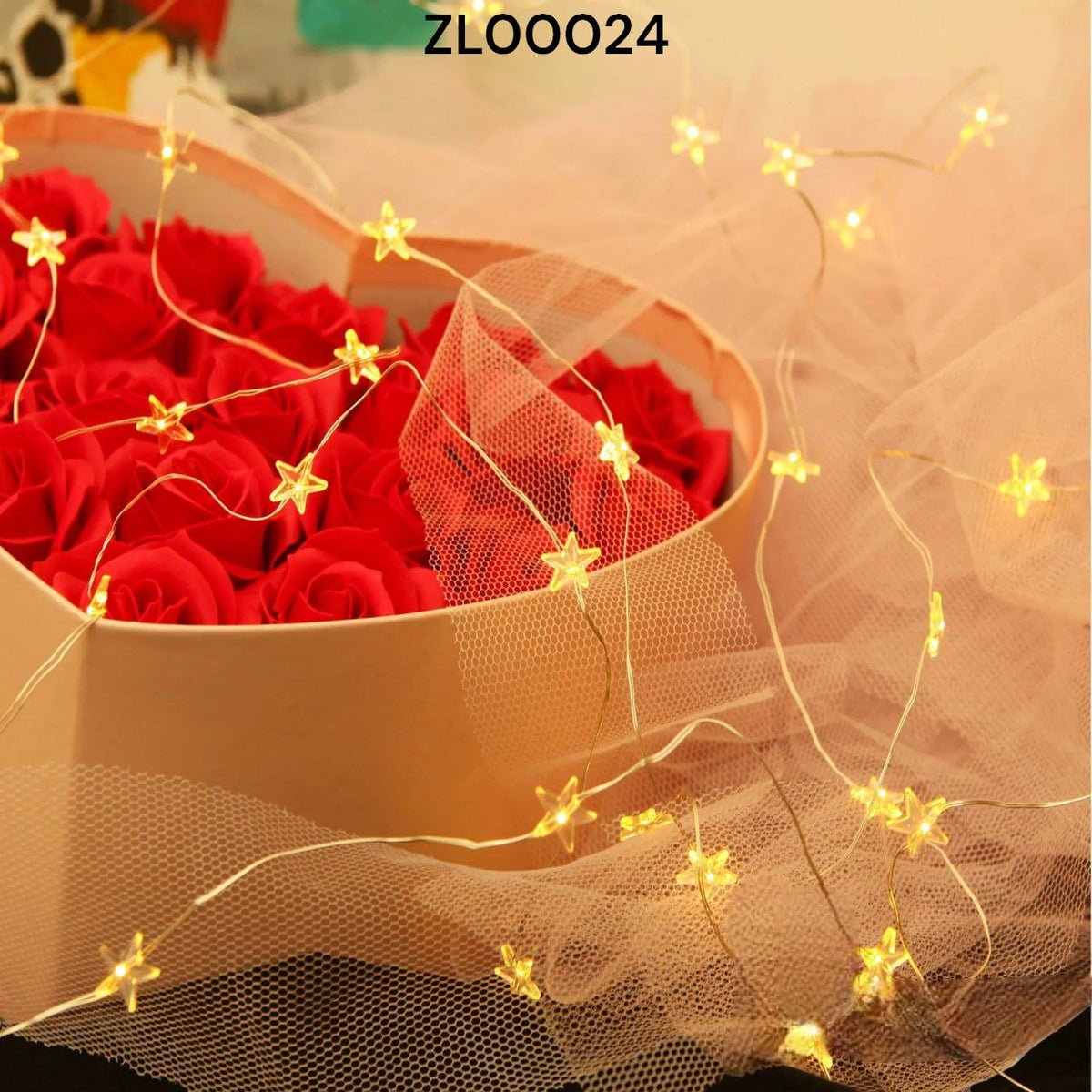 Led lampice zvjezdice toplo bijele 30 kom na baterije od bakrene žice 3M + 30CM - Feniks-shop