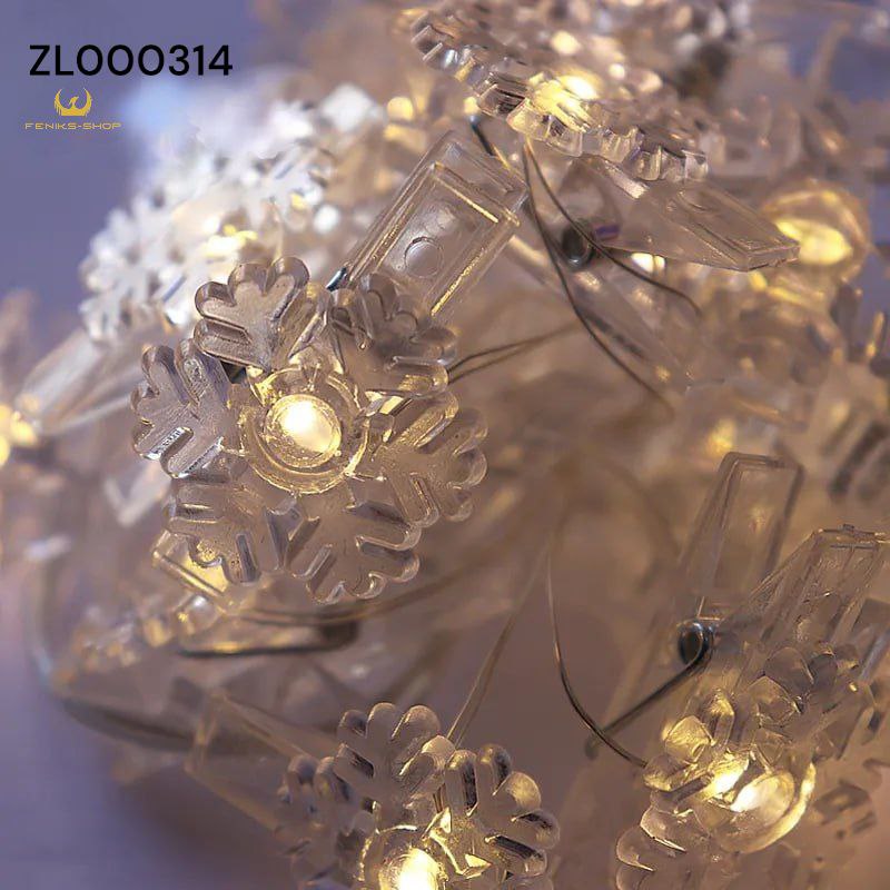 Božićne led lampice pahulje toplo bijele 20kom na baterije 2M + 30CM - Feniks-shop