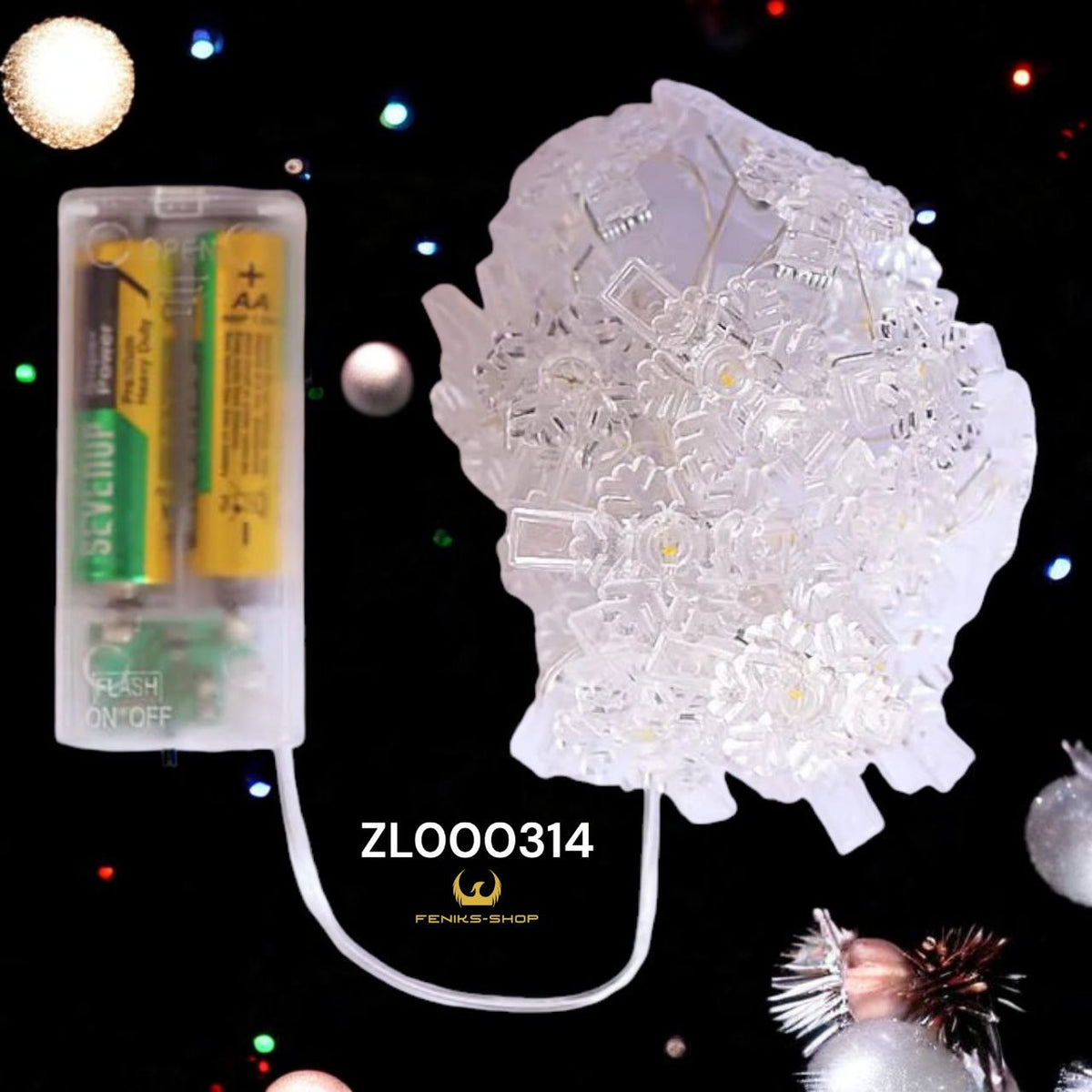 Božićne led lampice pahulje toplo bijele 20kom na baterije 2M + 30CM - Feniks-shop