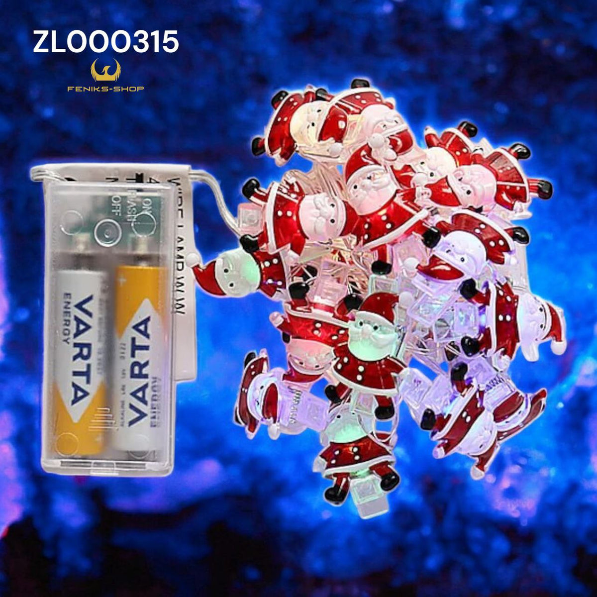 Božićne led lampice djed mraz šarene 20kom na baterije 2M + 30CM - Feniks-shop